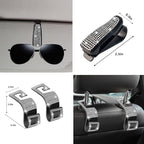 NBTEPEM 30 Pcs Bling Car Accessories Set for Women, Silver Steering Wheel Cover Set, Bling Console Cover, Seat Belt Cushion, Shift Knob Cushion, Cup Holder Coaster, Rhinestone Car Hanging Accessories