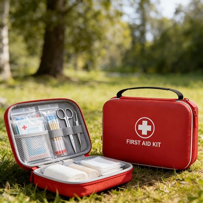 First Aid Kit - Smart Compartments Medical Kit, 2 Pack Large Capacity for Various Emergency Supplies, EVA Emergency Kit for H