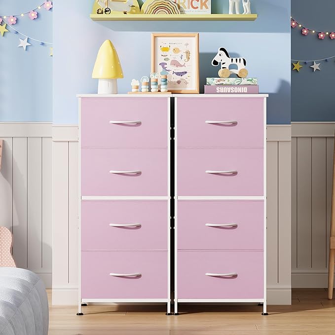 WLIVE Dresser with 4 Drawers, Storage Tower, Organizer Unit, Fabric Dresser for Bedroom, Hallway, Entryway, Closets, Sturdy S