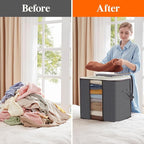 Lifewit 3 Pack 100L Clothes Storage Bins with Lids, Foldable Blanket Storage Bags with Zippers, Clear Window and Reinforced H
