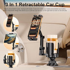 Tablet Holder for Car, 3 in 1 Cup Holder ipad Car Mount with Expander, Adjustable Base and Long Arm with 360°Rotation Phone ipad Holder Compatible for 4-12.9‘’ Tablet, All Smartphones and Most Bottles