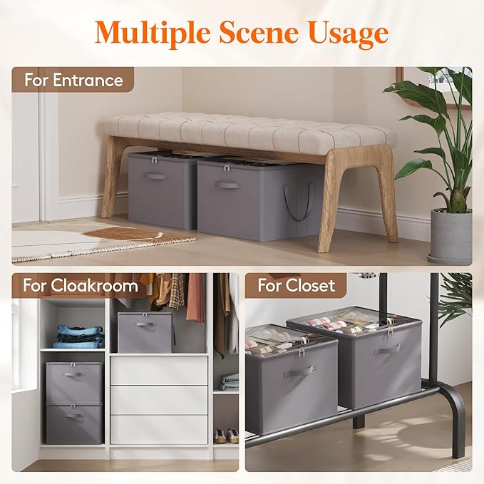 Lifewit Shoe Storage Organizer for Closet, Fabric Large Shoe Box Storage Containers with Clear Cover, Foldable Bins for Boots