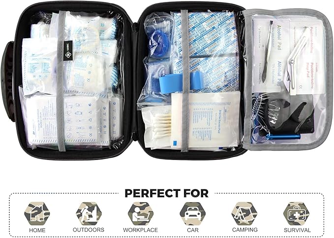 SHBC Waterproof First Aid Kit (228pcs) with All Basic or Advanced Supplies You Need. Suitable for Emergencies at Home or Outs