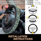PINCTROT Chenille Leather Steering Wheel Cover, Soft Mottled Colors, Sweat-Proof, Non-Slip Grip, All-Season Comfort, Universa