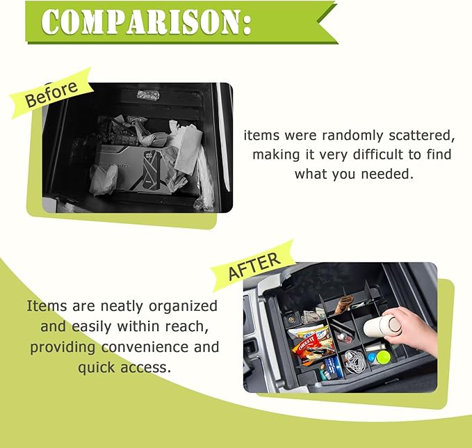 Center Console Organizer Compatible with Ford F250/F350/F450 (2017-2022) and Expedition (2018-2024) Interior Accessories Armrest Storage Box Insert Tray, Black(Full console w/bucket seats ONLY)