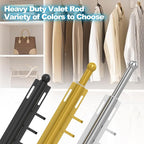 2 Pack Valet Rod for Closet Retractable with 4 Hooks, 13.4"-23.2" Pull Out Clothes Rail, Heavy Duty Alloy Steel Side Mount Wa