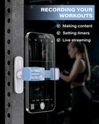 APPS2Car Gym Magnetic Phone Holder, 360 Adjustable, Compatible with 4.7-6.5" Smartphones, Alloy Base and Joint, Gym Accessories for Women, Blue