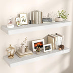Floating Shelves for Wall, 48" W x 12" D x 2" H, 2 Pack of Long Wall Mounted Engineered Wood Shelves with Invisible Brackets 