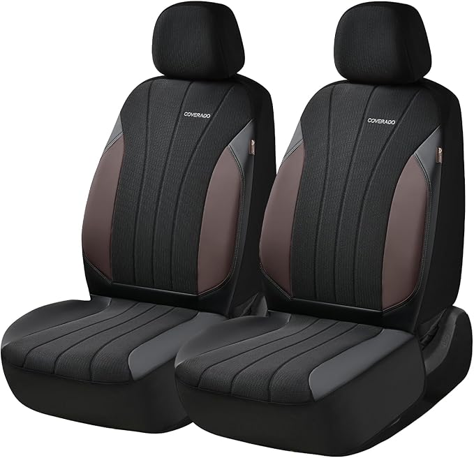 Coverado Seat Covers 5 Seats, Luxury Car Seat Covers Full Set, Automotive Car Protectors, Coffee Auto Seat Covers, Car Access