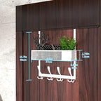 Kaiferty Over The Door Hooks Organizer,Over Door Hanger Towel Rack Mesh Basket with 12 Hooks,Back of Door Storage Organizer f