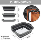 Collapsible Cutting Board with Container, Foldable Camping Sink with Colander, BBQ Prep Tub with Lid, Multifunction Dish Basi