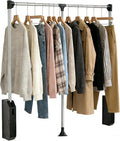 tonchean Pull Down Closet Rod, Stainless Steel 35-48 Inch Adjustable Closet Rod for Hanging Clothes Side & Back Mounted, Heav