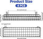 4 Pcs Black Metal Grid Wall Baskets with Hooks, Hanging Wire Storage Organizer Shelf for Kitchen Bathroom Office, 15.75 x 3.9