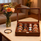 Bracelets Organizer Rods Bangles Display Holder, Clear See through Lid Leather Velvet Jewelry Storage Box Case for Women, 4 R