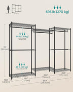 SONGMICS Heavy-Duty Clothes Rack, Garment Rack, Portable Closet, 86.4-Inch Wide Clothing Rack with Adjustable Mesh Shelves an