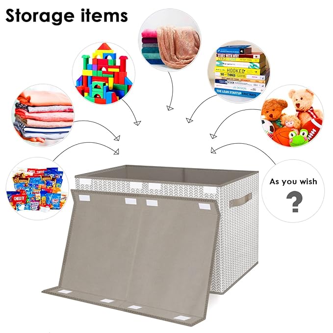 VERONLY Toy Box Chest Organizer Bins for Boys Girls Kids, Large Collapsible Fabric Storage Container with Flip-Top Lid & Hand