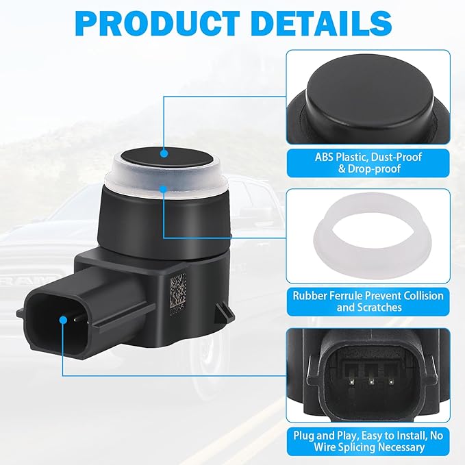 4 PCS PDC Parking Assist Sensor - Compatible with Dodge Journey, Durango, Ram 1500 2500 3500, Jeep Commander, Liberty, Grand 