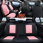 Coverado Seat Covers Full Set, Waterproof Nappa Leather Seat Covers for Cars, 5 Seats Universal Car Seat Protectors, Black an