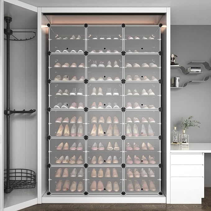 ROJASOP Portable Shoe Rack Organizer, 72 Pairs Covered Shoe Rack Shoe Organizer for Closet Entryway 12-Tier Shoe Storage Cabi