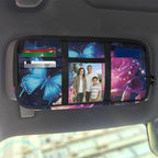 Butterfly Rose Zippered Heavy Duty Car with Adjustable Straps and Multi-Pocket Sun Visor Organizer Sun Visor Storage Bag with Picture Holder Easy Installation Universal Fit for Most Cars Suv