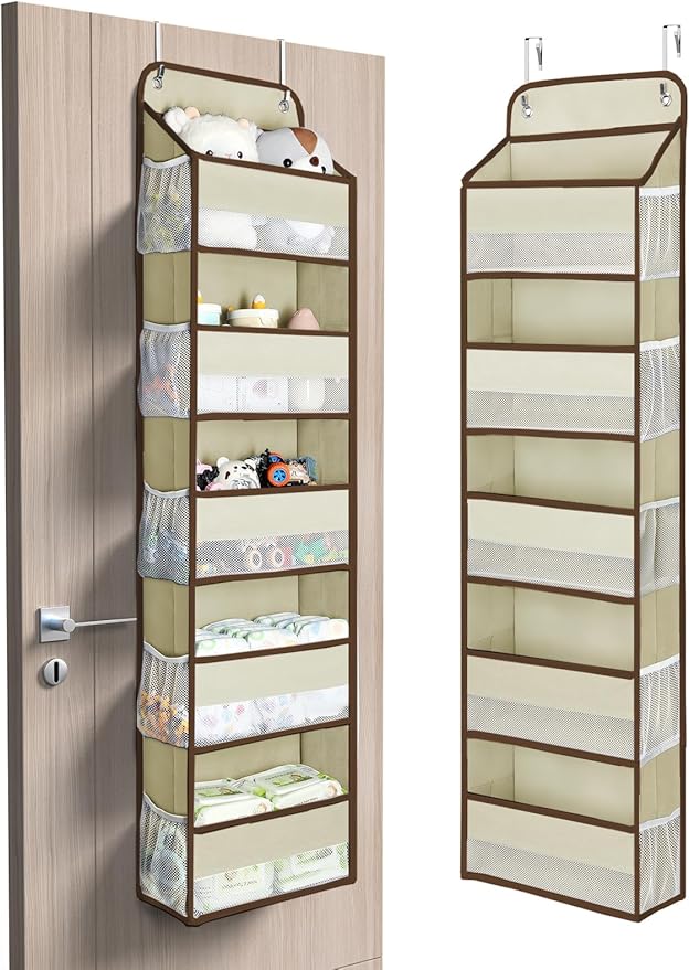 Yecaye 1 Pc 5 Tier Over the Door Organizer with 15 Pockets | 44lb Load Over the Door Storage | No Sagging Closet Organizers a