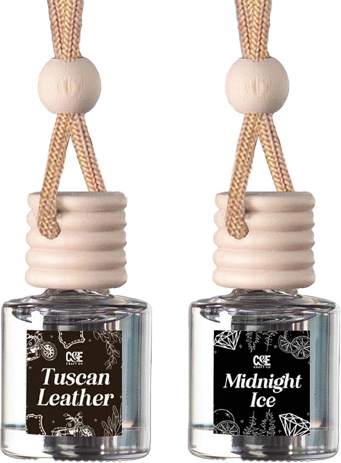 C&E Craft Co Hanging Car Air Freshener Diffuser 2 Pack, Long Lasting Fragrance Oil Car Freshener, Glass Bottle Auto Air Fresh