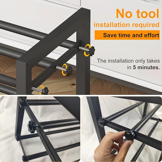 Detsuk 2-Tier Expandable Shoe Rack (17.5"-30.7") – Adjustable Heavy-Duty Metal Shoe Organizer Shelf for Closet, Entryway, Mud