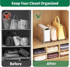 SPACEKEEPER Adjustable Shelf Divider for Closet, 2 Pack Clear Purse Organizers for Closet Acrylic Handbag Separators Storage 