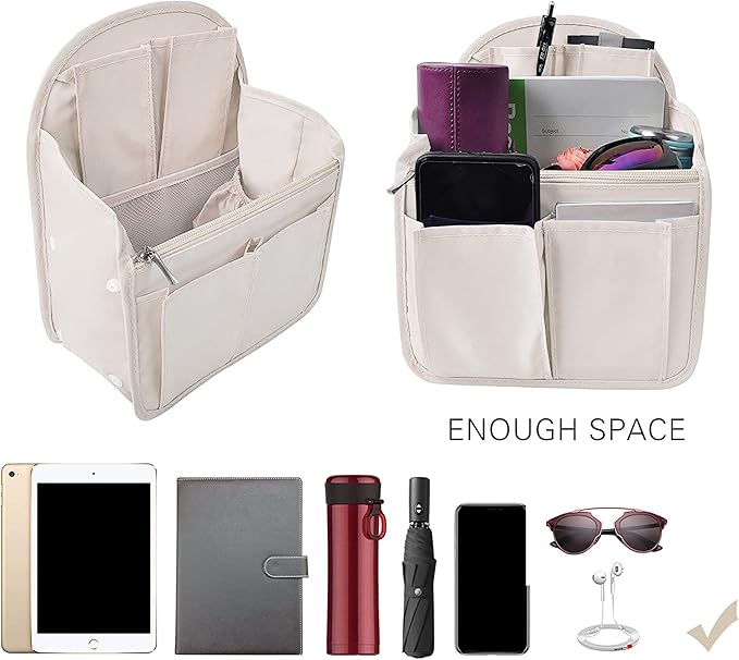 Vercord Backpack Organizer Insert Liner Hanging Travel Bag in Bag with Many Pockets