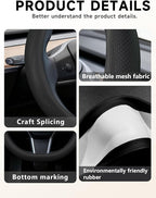 Custom Fit for Tesla Steering Wheel Cover Model 3 (2017-2026) & Model Y (2020-2026), Leather Designed for Tesla Highland/Juni