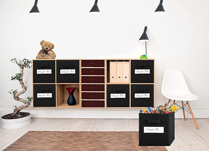 artsdi 11 Inch Storage Cube,Storage bin,cube storage (Set of 10) Foldable Fabric Cube Storage Bins with 10 Labels Window Card