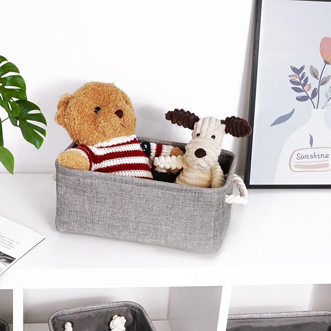 HNZIGE Small Baskets for Shelves(6pack) Fabric Storage Baskets, Empty Gift Baskets with Rope Handles, Decorative Foldable Sto