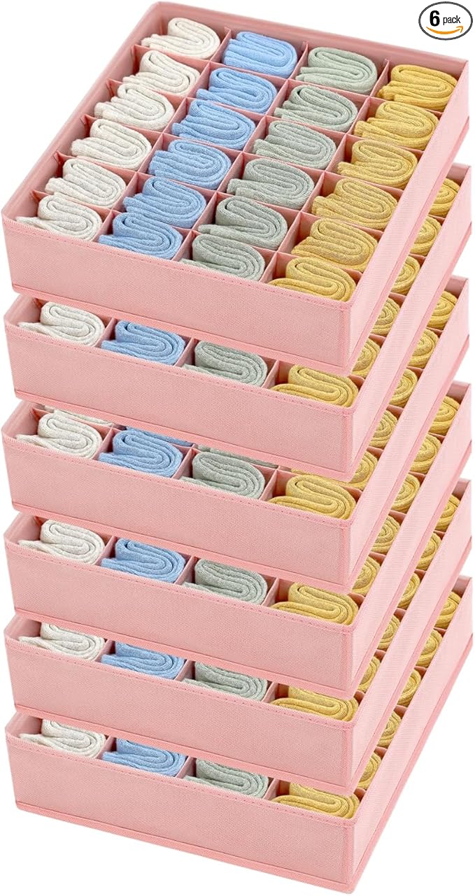 Joyoldelf Sock Organizer Drawer Organizer - Underwear Organizer, 24 Cell Collapsible Closet Organizers and Storage Sock Holde