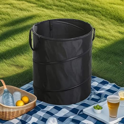 Collapsible Trash can/Folding Garbage Cans,Portable Trash can,Pop Up Trash Can,for Camping Garbage Can Collapsible,Clothes and Toys Recycle bin (Black)