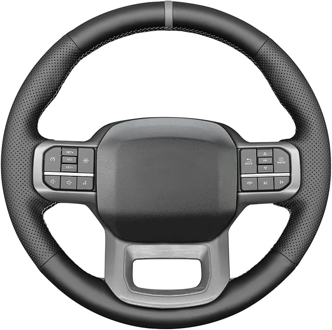 MEWANT Steering Wheel Covers for Ford F-150 2021-2023 / F-150 Lightning 2022-2023 Hand-Stitched F150 Steering Wheel Wrap