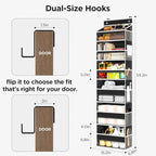 Mefirt Over The Door Organizer, 6 Shelf Door Hanging Organizers with 6 Large Capacity Pockets, Behind Door Storage Hanging Sh