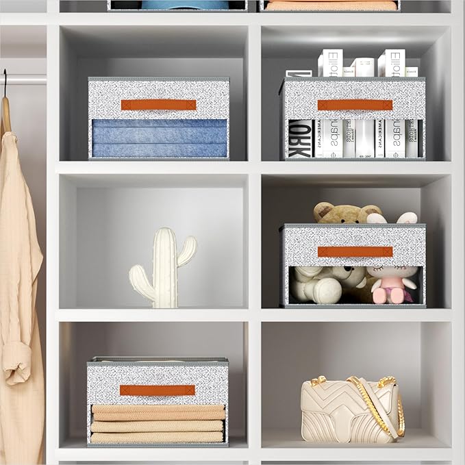 Homsorout Drawer Organizers and Storage - 6 Pack Foldable Pants Organizer with Clear Window & Handles, Fabric Closet Organize