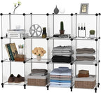 AWTATOS Cube Storage Organizer Storage 12 Cube Bookshelf DIY Plastic Closet Storage Shelves with Wooden Mallet, Ideal Storage