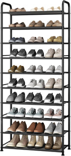 STO STO 10-Tier Shoe Rack with Sturdy Mesh Shelves, Tall Metal Shoe Organizer for Entryway, Closet, Garage, Front Door, Holds