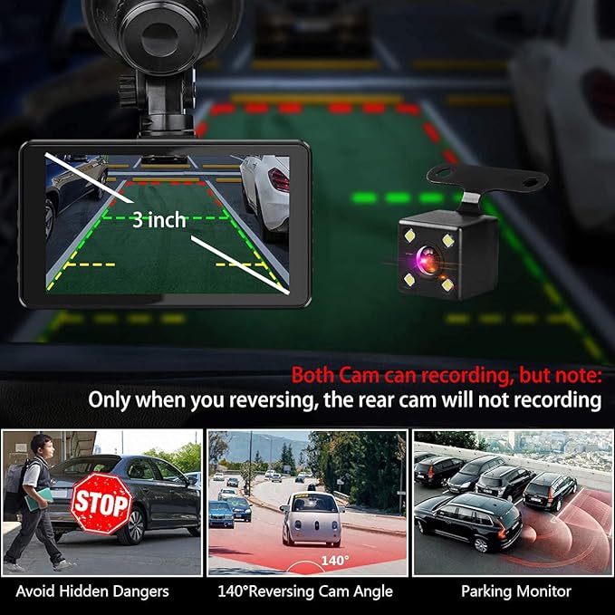 Dash Cam Front and Rear, Dash Camera for Cars with 32G Card Super Night Vision, Car Dash Cam 1080P Dashboard Camera with G-Se