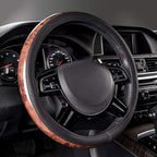 CAR PASS Wood Grain Microfiber Leather Steering Wheel Cover, Universal Fit for 14 1/2-15 inch Black Steering Wheel, Anti-Skip