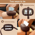 Car Tissue Holder,Silicone Tissue Box Cover with Adjustable Strap,Car Tissue Box Organizer for Backseat, Center Console and Sun Visor(7.4 * 5.1 * 2.5in)