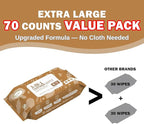 Air Jungles 3in1 Leather Cleaner Wipes 70 Count, Extra Large 8" x 10" Size, Clean Condition Protect Wipes for Vinyl and Leath