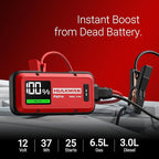 Hulkman Alpha,Ultra Red,1000A 37Wh Jump Starter, Portable, Stylish,12V Jump Box with Jumper Cables,45-Min Full Recharge,24-Month Standby,3-Step Easy Start,IP65,LED Display,for 6.5L Gas/3.0L Diesel