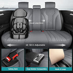 Leather Car Seat Covers Full Set, Breathable Faux Leather Seat Covers for Cars SUV Sedan Waterproof Grey