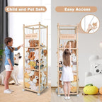 Stuffed Animal Storage, Wooden Cute Zoo Toy Holder with Brake Wheels, Space Save Toy Organizer, Large Capacity Stuffed Animal