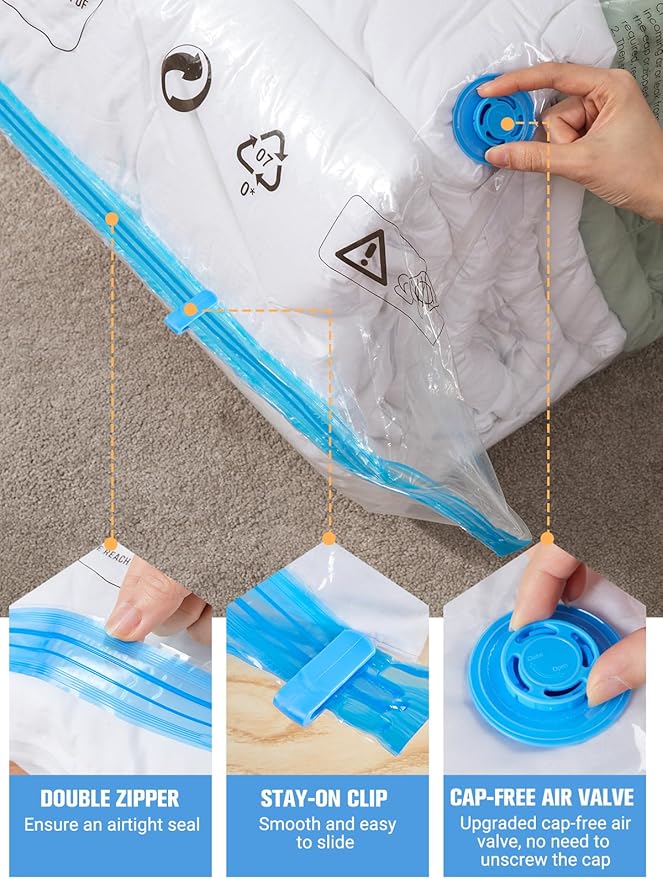 Vacuum Storage Bags with Electric Pump, New Air Valve Combo 22 Pack Compression Bag, Space Saving Vacuum Sealer Bag for Cloth