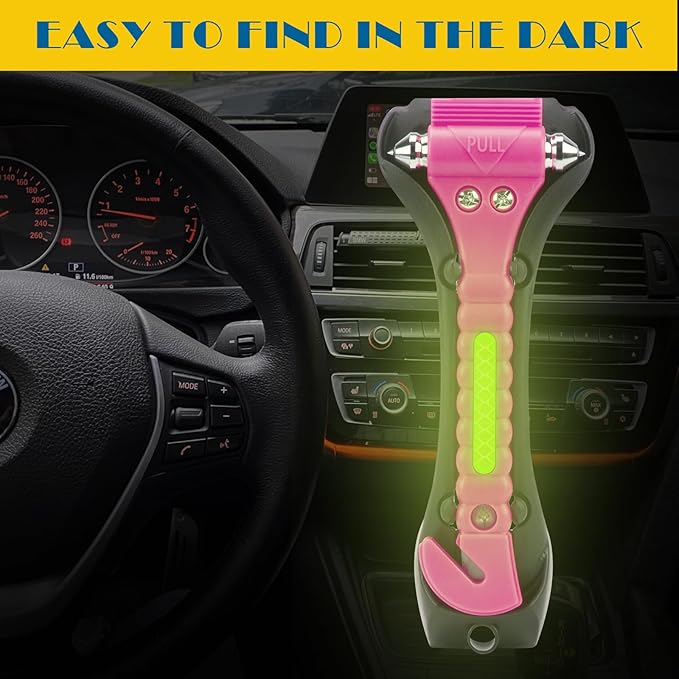 8PCS Car Window Breaker, Pink Window Breaker Seatbelt Cutter, Car Safety Hammer with One Second Emergency Glass Hammer, Safet