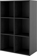 Homes: Inside + Out Apexa 6-Cube Storage Organizer Shelves, Stackable Wood Bookcase Fits Cubby Bins for Organization, Dorm Te