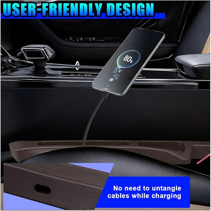 2PCS Car Seat Gap Filler Organizer, Multifunctional Car Gap Stopper Between Seat & Console Prevent Things Drop, Universal Vehicle Interior Phone Holder Accessories for SUVs Trucks (Brown)